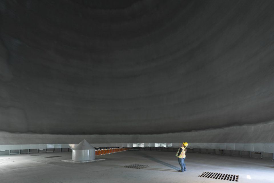 Increased capacity in grain storage dome
