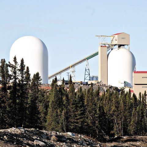 Iron ore bulk storage dome silos