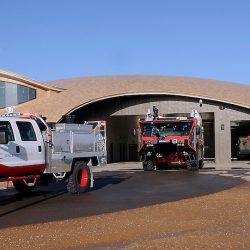 The Spaceport America Operational Center which houses the Spaceport fire department with state of the art fire equipment, Wednesday, May 29, 2013. (Jim Thompson/Albuquerque Journal)